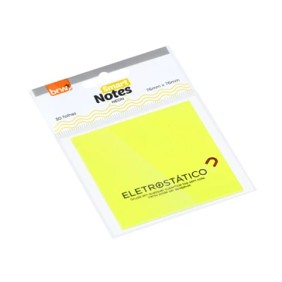 BLOCO ADESIVO SMART NOTES ELETROSTÁTICO 76X76MM - AMARELO NEON - 30 FLS BA7620 - BRW