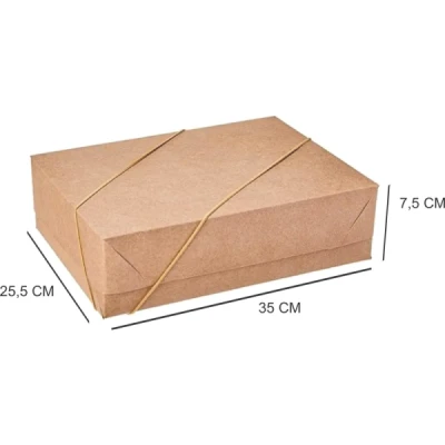 CAIXA PARA PRESENTE COM TAMPA KRAFT GD 35X25,5X7,5 ELAST. G-601 - CRISTINA