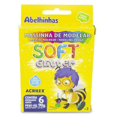MASSA DE MODELAR C/06 CORES GLITTER REF07360 - ACRILEX