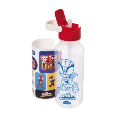 GARRAFA PLASTICA SPIDEY TAMPA AUTOM. 600ML (S) UNIDADE 16705 - PLASUTIL