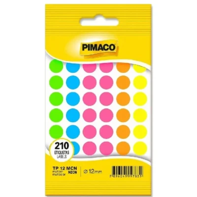 ETIQUETA BOLA 12MM C/210 NEON - PIMACO
