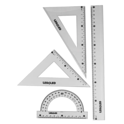 KIT ESECOLAR JOGO ESQUADRO 4PCS 1.GRAU REF 4463 CRISTAL LEONARA