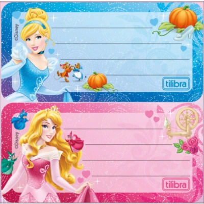 ETIQUETA ESCOLAR ADESIVA PRINCESAS C/8 UNID