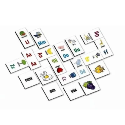 BRINQUEDO PEDAGOGICO MADEIRA ALFABETO DOMINO E MEMORIA REF2904 PAIS E FILHOS
