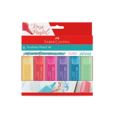 MARCA TEXTO C/6 CORES PASTEL 46 MT/15466 FABER CASTELL