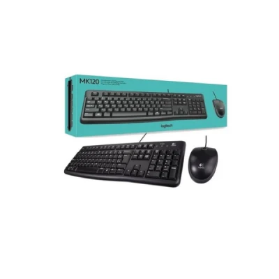 KIT TECLADO SLIM E MOUSE COM FIO MK120 PRETO USB 920-004429 LOGITECH