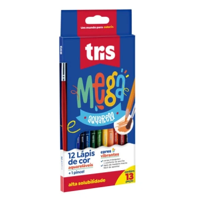 LAPIS DE COR C/12 + 01 PINCEL MEGA  AQUARELL TRIS