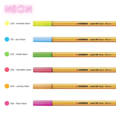 CANETA STABILO POINT 0.4 88 - NEON