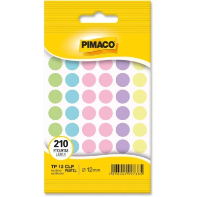 ETIQUETA BOLA 12MM TP-12 COLORIDA PASTEL RED. C/210 970813 - PIMACO