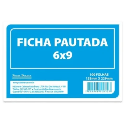 FICHA PAUTADA 6X9 PCT/100 - PAUTA BRANCA
