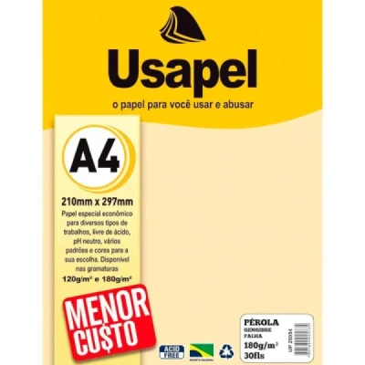 PAPEL PEROLA A4 180G C/30F GENGIBRE/PALHA USAPEL