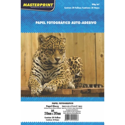 PAPEL FOTO GLOSSY ADESIVO 80G A4 C/20 302010073 - MASTERPRINT