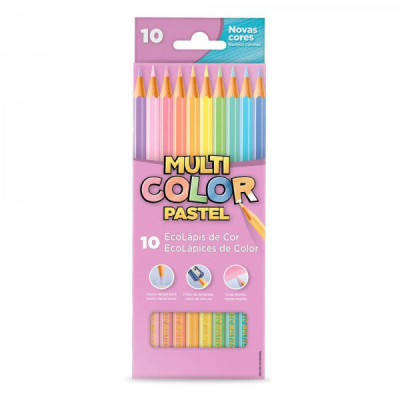 Lápis de Cor Tons Pastéis 10 Cores Multicolor EcoLápis
