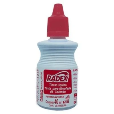 TINTA CARIMBO ALMOFADA 40ML VERMELHO R.189 RADEX