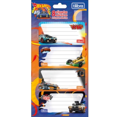 ETIQUETA CADERNO HOT WHEELS C/08 TILIBRA