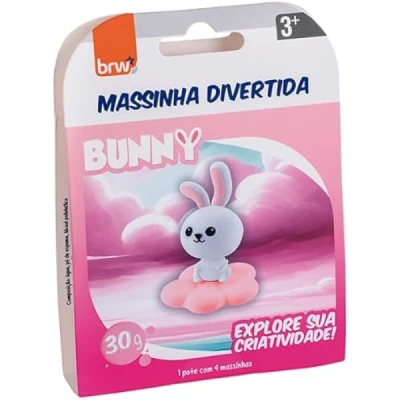 MASSA DE MODELAR DIVERTIDA - BUNNY - 3 CORES - BLISTER C/ 1 POTE MM0111 BRW