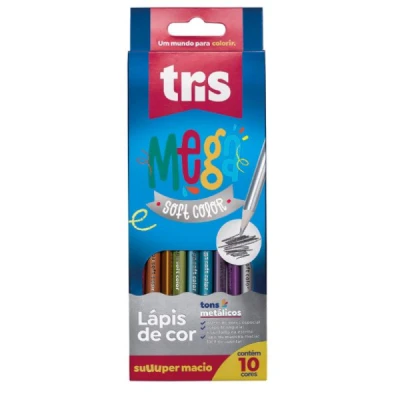 LAPIS DE COR C/10 MEGA SOFT METALICO R.16636 TRIS
