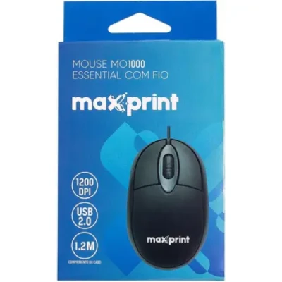 MOUSE OPTICO USB 1200DPI ESSENTIAL MO1000 UNIDADE 60000164 - MAXPRINT