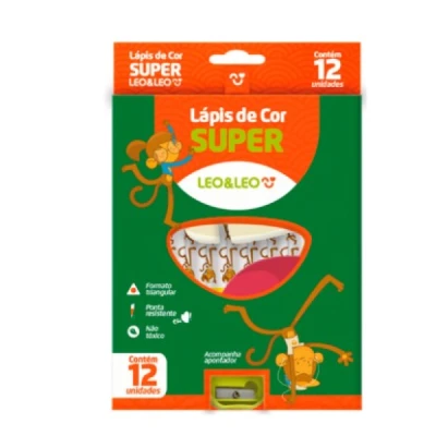 LAPIS DE COR C/12 JUMBO + 01 APONTADOR LEOLEO
