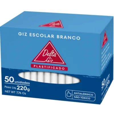 GIZ ESCOLAR BRANCO PLASTIFICADO C/50UNID - DELTA