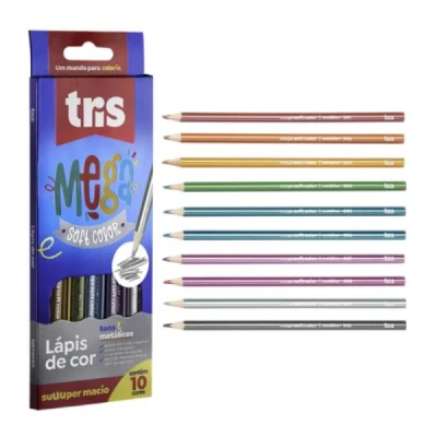 LAPIS DE COR C/10 MEGA SOFT METALICO R.16636 TRIS