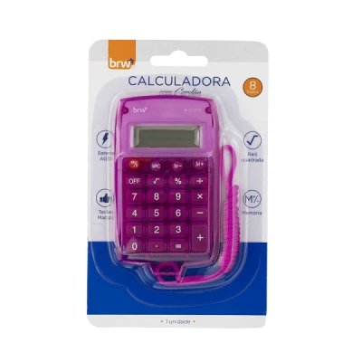CALCULADORA 8 DIG C/CORDAO ROSA CC0011 BRW