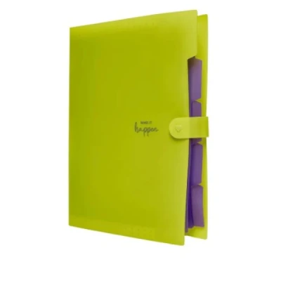 PASTA SANFONADA 5 DIV A4 - AMARELO NEON 202531 POLIBRAS