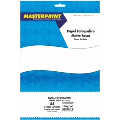 PAPEL FOTO MATE ADESIVO 108G C/20 FLS A4 MASTERPRINT