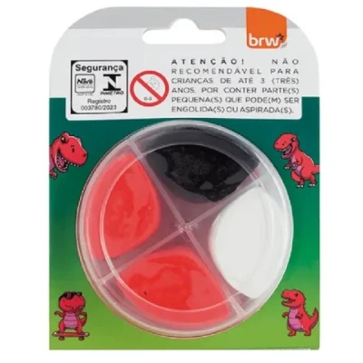 MASSA DE MODELAR DIVERTIDA - DINO - 3 CORES - BLISTER C/ 1 POTE - MM0101 BRW