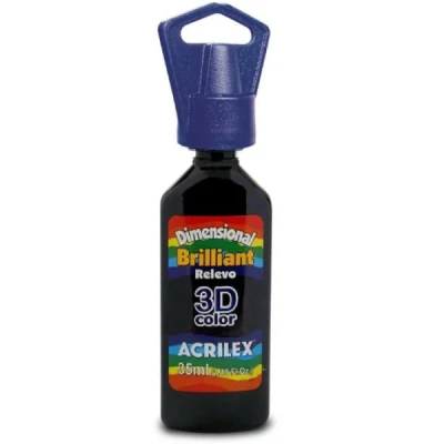TINTA RELEVO DIMENSIONAL BRILHANTE PRETO 35ML  ACRILEX