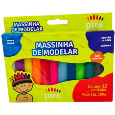 MASSA DE MODELAR C/12 CORES 180G MM-180 PIRA