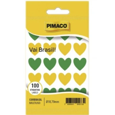 ETIQUETA ADESIVA COPA DO MUNDO ADESIVO CORACAO PCT.C/100 970996 - PIMACO