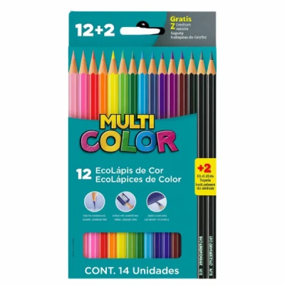 LAPIS DE COR C/12 +2 LAPIS GRAFITE 11.1200N+2G MULTICOLOR