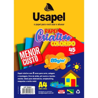 PAPEL CRIATIVO A4 COLORIDO 85G C/45F UP25061 USAPEL