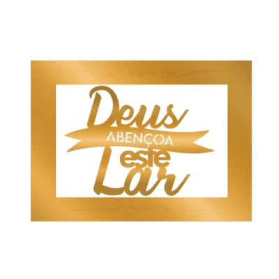 QUADRO MEDIO FRASE DEUS ABENCO LAR MDF 28X20 QMF-014 BELLA ARTE