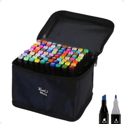 MARCADOR ARTISTICO 80 CORES PONTA DUPLA UNIDADE RV0003 - BBR