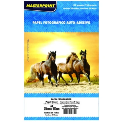 PAPEL FOTO GLOSSY ADESIVO 130G A4 C/20F MASTERPRINT