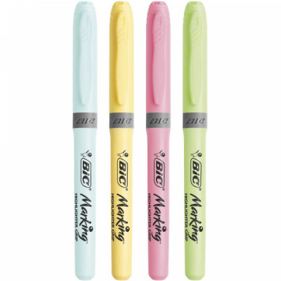 Pincel Marcador de Texto com Grip Cores Pastéis BIC Marking, Ponta chanfrada, 970913