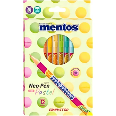 CANETA HIDROCOR 12 CORES COMPACTOR MENTOS TONS PASTEL - com cheirinho