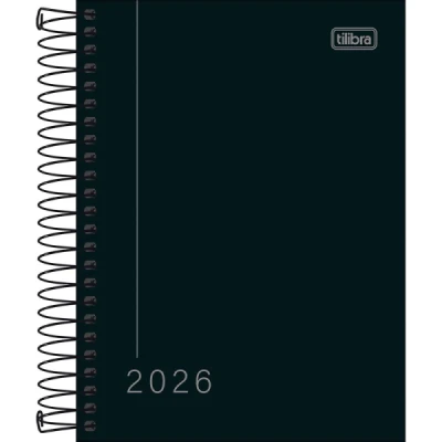 Agenda Espiral Diária Pepper Preta 2026 M4 Tilibra - 117MM X 164MM