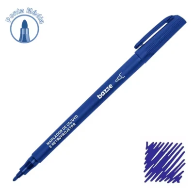 MARCADOR PERMANENTE CD/DVD E RETROPROJETOR AZUL BAZZE