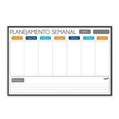 QUADRO BRANCO PLANNER SEMANAL LIGHT FIT 90CM X 60CM - STALO