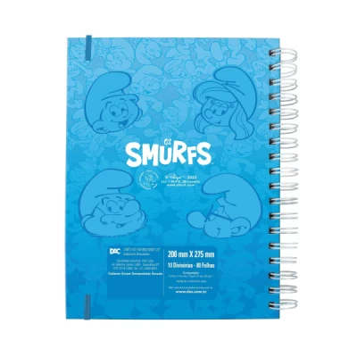 CADERNO SMART 10 DIV 80F UNIV SMURFS REF5312 DAC