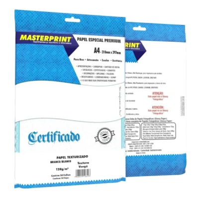 PAPEL VERGE A4 120G 50F BRANCO MASTERPRINT