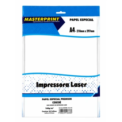 PAPEL COUCHE A4 SEMIBRILHO 160G 50FL BRANCO MASTE