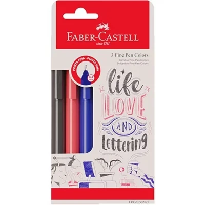 CANETA FINE PEN 0.4 KIT C/3 PT-VM-AZUL FPB/ES3NZF FABER-CASTELL