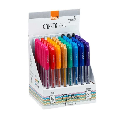 CANETA GEL COLOR COM GLITTER - CA0030  BRW