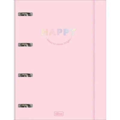 CADERNO ARGOLADO CARTONADO UNIVERSITÁRIO COM ELÁSTICO HAPPY 80 FOLHAS
