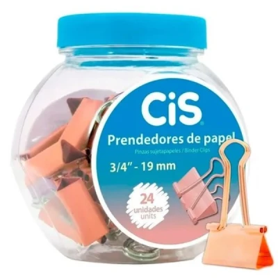 PRENDEDOR PAPEL METALICO ROSE 19MM UN CIS