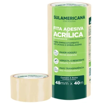 FITA ADESIVA TRANSPARENTE 48X40M- SULAMERICANA
